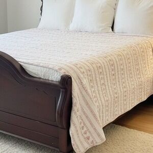 Simply Shabby Chic Floral Quilt 68x84 Full/ Oversized Throw Pink Roses Cottage